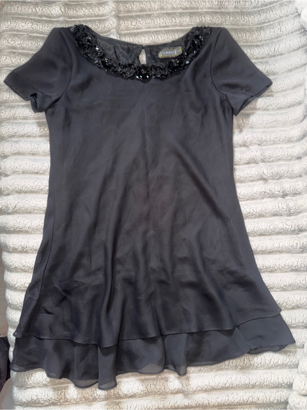 Vintage Filigree LTD Black Beaded Cocktail Dress Large
